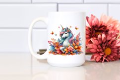 Pastel Unicorn Autumn Leaves PNG Product Image 2