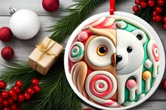 Round Christmas Ornament Sublimation|Clipart Product Image 2