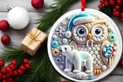 Round Christmas Ornament Sublimation|Clipart Product Image 2