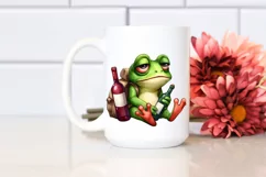 Funny Frog Holding Wine Bottle | Sublimation Clipart Product Image 2