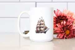 Vintage Dirty Sailboat Fireworks Clipart Product Image 2