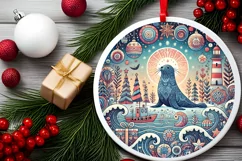 Round Christmas Ornament Sublimation|Clipart Product Image 1