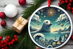 Round Christmas Ornament Sublimation|Clipart Product Image 1