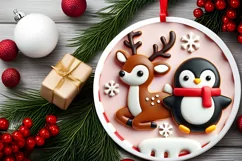 Round Christmas Ornament Sublimation|Clipart Product Image 1