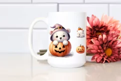Cute Baby Polar Bear Popping Out from Halloween Pumpkin Product Image 2