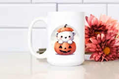 Cute Baby Polar Bear Popping Out from Halloween Pumpkin Product Image 2