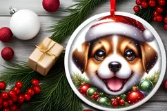 Shiny Puppy Face Round Ornament Sublimation PNG Product Image 2
