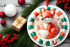 Round Christmas Ornament Sublimation|Clipart Product Image 1