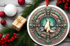 Round Christmas Ornament Sublimation|Clipart Product Image 2