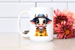 Expressive Watercolor Cow with Hat | SEO Friendly Clipart Product Image 2