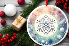 Pastel Colorful Christmas Snowflake Round Sticker PNG Product Image 2