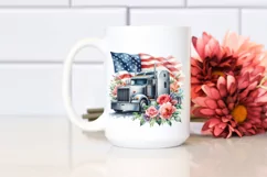 Watercolor Semi Truck with Flowers | Sublimation | Clipart Product Image 2