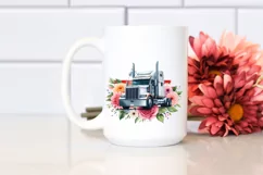 Watercolor Semi Truck with Flowers | Sublimation | Clipart Product Image 2