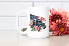 Watercolor Semi Truck with Flowers | Sublimation | Clipart Product Image 2