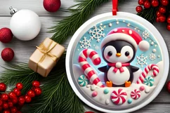 Round Christmas Ornament Sublimation|Clipart Product Image 1