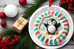 Round Christmas Ornament Sublimation|Clipart Product Image 1