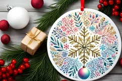 Round Christmas Ornament Sublimation|Clipart Product Image 2