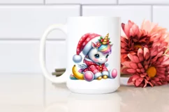 Cute Baby Unicorn Dressed for Christmass | Sublimation Product Image 2