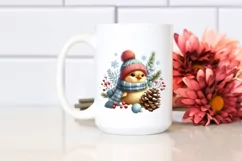 Cute Winter Chicken Clipart PNG Product Image 2