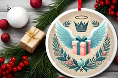 Round Christmas Ornament Sublimation|Clipart Product Image 1