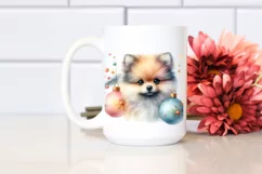 Cute Watercolor Pomeranian with Christmas Globes Product Image 2