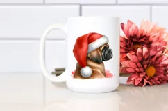 a Cute Mastiff with Santa Hat PNG Product Image 2
