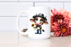 Expressive Watercolor Cow with Hat | SEO Friendly Clipart Product Image 2