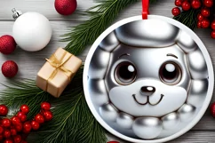 Lamb with big eyes Round Christmas Ornament Sublimation PNG Product Image 2
