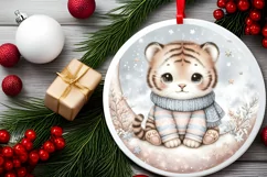 Pastel Winter Tiger on Moon PNG Product Image 2