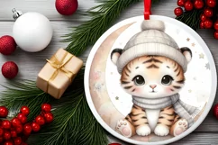 Pastel Winter Tiger on Moon PNG Product Image 2