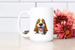 Crazy Basset Hound Sticking out Through Ice | Clipart Product Image 2