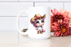 Expressive Watercolor Baby Unicorn with Sun Hat | SEO Product Image 2