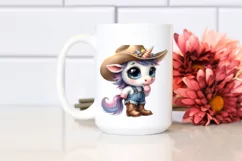 Expressive Watercolor Baby Unicorn with Sun Hat | SEO Product Image 2