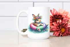 Watercolor Young Rabbit with Wreath of Flowers | Sublimation Product Image 2