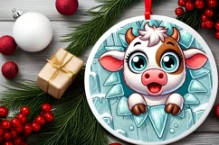 Round Christmas Ornament Sublimation|Clipart Product Image 1