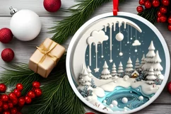 Round Christmas Ornament Sublimation|Clipart Product Image 2