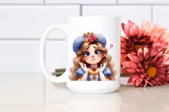 Watercolor Princess Portrait Hat Clipart Product Image 2