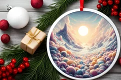 Pastel Candy Winter Scene Round Sticker PNG Product Image 2
