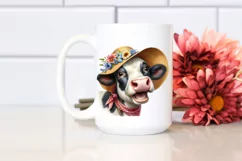 Cow Enthusiastic Cow with Sun Hat Clipart Product Image 2
