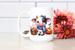 Cute Baby Cow in Halloween Scenery | Clipart Product Image 2