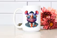 Colorful Rhino Portrait with Retro es | Clipart Product Image 2