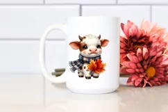 Funny Autumn Cow Leaves Clipart Product Image 2