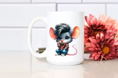 Cute Baby Mouse Posing in Jeans PNG Product Image 2