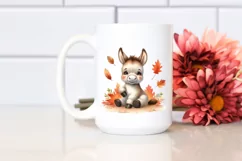 Baby Donkey Sitting with Autumn Leaves | Sublimation | Product Image 2
