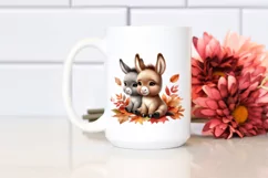 Baby Donkey Sitting with Autumn Leaves | Sublimation | Product Image 2