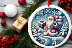 Round Christmas Ornament Sublimation|Clipart Product Image 1