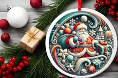 Round Christmas Ornament Sublimation|Clipart Product Image 1