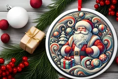 Round Christmas Ornament Sublimation|Clipart Product Image 1