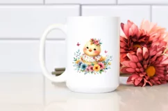 Cute Baby Chicken Dressed, Flowers Clipart Product Image 2