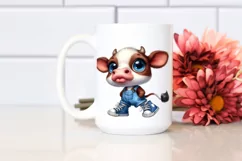 Expressive Baby Cow with Big Eyes | Sublimation Clipart Product Image 2